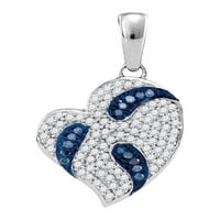 10kt bijelo zlato Žene okrugla plava boja poboljšani dijamantski privjesak za srce CTTW