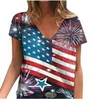 Odjeća za uklanjanje žena Ljeto košulje za čišćenje Trendy 4. jula Bluza s kratkim rukavima Slatka američka
