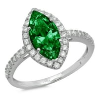 2.38ct Marquise rez zeleni simulirani smaragd 18k bijeli zlatni godišnjički angažman halo prstena veličine