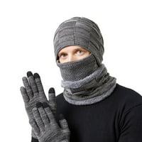 Muška zimska pletena topla lubanja Zip Beanies Fleeces Lined Mekani kape sa rukavicom sa šakom