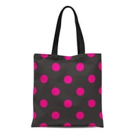 Platno torba Black uzorak Big Neon Pink Polka Točke na bebi trajnu za višekratnu upotrebu na roku od