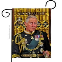 UK King Charles III Biografija za zastavu Vrt X18. Dvostrano dvorište baner