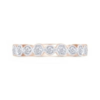 Carat Okrugli bijeli prirodni dijamantski vjenčani prsten u 14K ružičastog zlata preko srebra sterlinga,