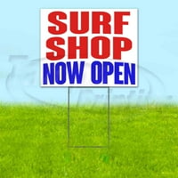 Surf shop sada otvoreni dvorišni znak, uključuje ulog metalnih stepenica