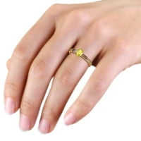 Žuti safir 7x kruški za pomicanje u zaručnički prsten 0. Carat u 14K Rose Gold.Size 6.0