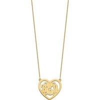 14k žuto zlato 14ky Etthed Heart Monogram ogrlica izrađen u Sjedinjenim Državama XNA597Y