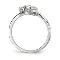 Mia Diamonds Sterling Silver Rodium-Cubic cirkonija Dvije kamene polirane prstene - 8