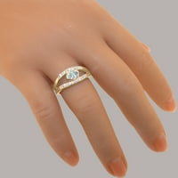 Britanci napravio 9k ružični zlatni prsten s prirodnim akvamarinskom i kubnom cirkonijom ženske prstene