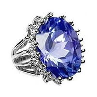 11. CT Oval Šri Lanka Blue Sapphire & Diamonds Vjenčani prsten, veličina 6.5
