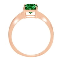 1. CT Sjajni zračni rez simulirani smaragd 14k ružičasto zlato Solitaire prsten SZ 7.25