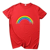 AMOUSAWOMOM Pride Rainbow Flag zastava Tunnic Pulover kratka rukava majica majica majica majica za žene