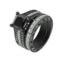 Kvadratna crna bijela boja Kubični cirkonij Bridal Rhinestone Angažman prsten Full Diamond Cirkonia