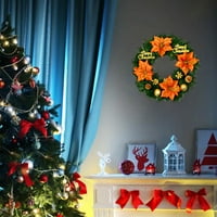 Božićni vijenac viseći ukras, ručni cvjetni božićni vijenac za uređenje odmora u prednjim vratima, narandžasta