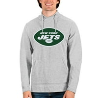 Muški antigua Heather Sivi New York Jets Team Reward Crossover dekolte pulover Duks
