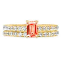 3.39ct okrugli rez Crveni simulirani dijamant 14k Rose Gold Graving Izjava o oblješnjenju vjenčanja
