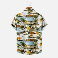 Qiaocaity muške majice Ljeto casual gumb-down Polo majice Ne-pozicioniranje cvjetnog ispisa Okrug plaža