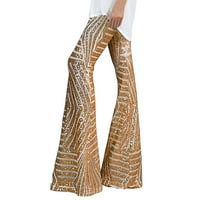 Ležerne pantalone za žene žene šljokice široke noge hlače modni sjajni stručni struk pantalone disko