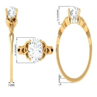 Certificirani Moissinite Solitaire Celtic Crnot prsten - Obećaj zaručnički prsten, 14k bijelo zlato,