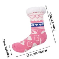 Ženske zadebljane božićne čarape za žene zadebljane žene pletene crtane elk print plišane čarape donje