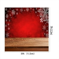 Greendecor Polyster 5x7ft Božićne pozadine Drveni pod Crveni zid Snowflake Pozadina Fotografija Božić