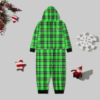 Porodična pidžama postavljena Božić Kids Deca Zelena štampa sa kapuljačom sa kapuljačom Zkupna porodična
