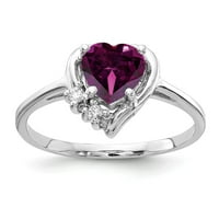Čvrsta 14K bijelo zlato srce Rhodolite Garnet januar crveni dragulj dijamantski angažman prsten veličine