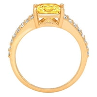 2. CT briljantna princeza Clear Simulirani dijamant 18k žuti zlatni pasijans sa accentima prsten sz