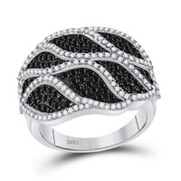 10k bijeli zlatni okrugli black dijamantnski modni prsten 1- cttw