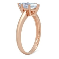 CT sjajan markizni rez simulirani plavi dijamant 14k Rose Gold Solitaire prsten SZ 7.75