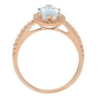 2.38ct Marquise Cut plavi simulirani dijamant 18k ružičasti ružičasti zlato graviranje izjava godišnjica