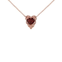 Dijamantno u obliku srca personalizirani istinski kamen i ogrlica u ruži: 14k Privjesak sa 20 lancem