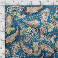Onuone Georgette viskoza srednje plave tkanine Azijski Paisley šivaći materijal Ispis tkanina sa dvorištem