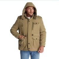 Homodles Zimske jakne za muškarce veliki i visoki casual duksevi stoji ovratnik Khaki veličine l