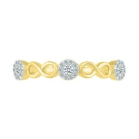 10kt žuto zlato okrugli bijeli dijamantski klasični kameni prsten