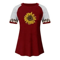 Žene Ljetne vrhove Ženski kratki rukav suncokret za patchwork Patchwork Casual majica O-izrez bluza