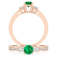 Carat 10K Rose Gold Smaragd i dijamantski zaručnički prsten za žene za žene - idealan angažman ili obljetni