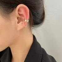 Crno zlato Srebrna boja Geometrijski listovi uši za uši bez pirsiju lažne hrskavice naušnice za žene