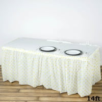 EFAVOMART 14FT Perky Polka Točke za jednokratnu upotrebu plastične stolne suknje za kuhinju Blagovaonica Bidina rođendan - bijela žuta