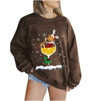 Trendy Fall dukseri za žene Božićna odjeća Crewneck Pulover odmor Pulover casual labav majica dugih