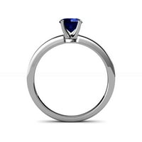 Blue Sapphire Scroll Solitaire zaručni prsten 0. CT u 14k bijelo zlato .Size 6.0