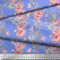 Soimoi plavi pamučni pamučni listovi tkanina, insekti i cvjetna umjetnička ispis tkanina od dvorišta