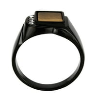 TK IP Crni prsten od nehrđajućeg čelika sa sintetičkim u Topazu veličini 12