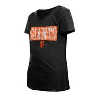 Djevojke Youth New Era Crni San Francisco Giants Flip Sequin Team V-izrez Majica