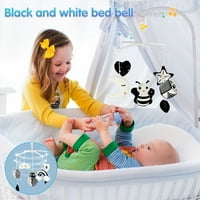 Fonwoon Baby igračka za igranje za spavanje životinja sa nosačem Muzika Bo Music Bell Bell Crno bijelo