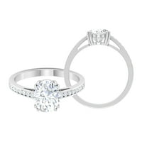 Dame 2. CT ovalni moissanite zaručni prsten, moissan za angažman za angažman za žene, 14k bijelo zlato,