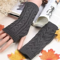Ženske zime tople rukavice bez prstiju Knokičari Thumpele pleteni zglobovi mitteni tamno siva