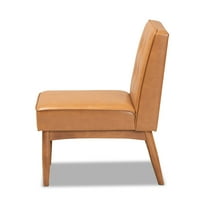 Baxton Studio Arvid Tan Fau Koža i orah Brown Gotovo Drvena stolica