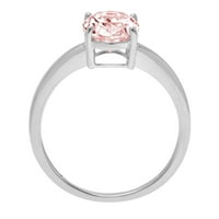 2. CT sjajan ovalni rez simulirani ružičasti dijamant 14k bijeli zlatni pasijans prsten sz 10.25