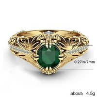 Otporni za uklanjanje prstena za žene žene 14K zlatni prirodni dijamantni zeleni smaragdni prstenovi