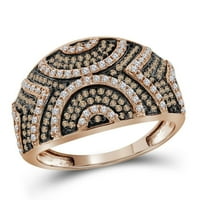 10K Rose Gold okrugli crveni dijamantni modni prsten CTTW